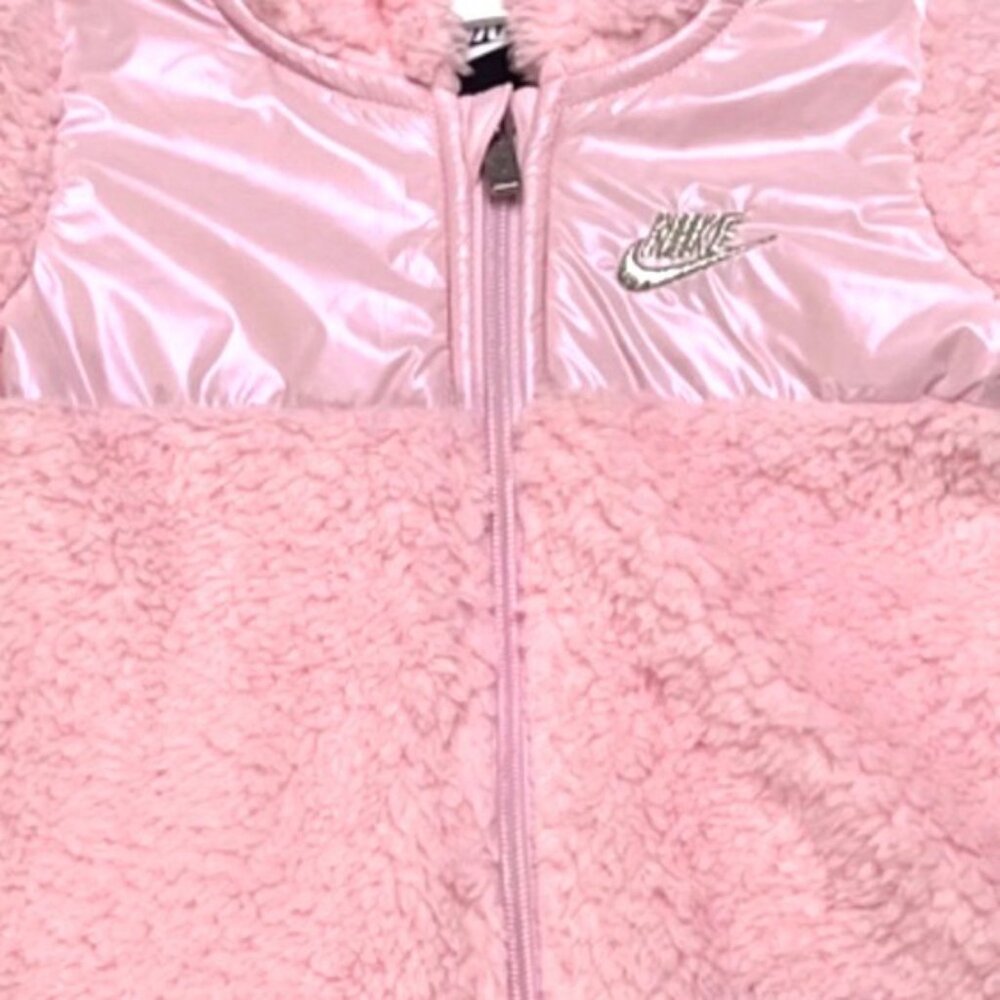 Nike Baby Girls Hooded Fleece Coverall Pink 9M Cozy Zip-Up NWT - Picture 3 of 7